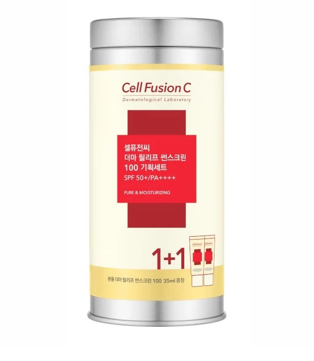 Cell Fusion C Derma Relief Sunscreen 100 SPF 50+ PA ++++ Zestaw